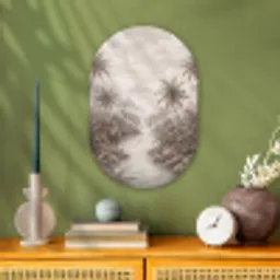 Jungle - Watervallen - Tropisch - Illustratie Wandcirkel Ovaal Forex klein -sfeer2