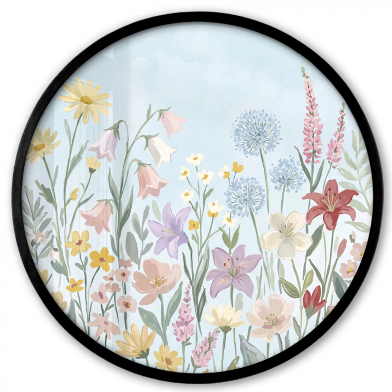 Weidebloemen - Illustratie - Kleurrijk Fotolijst rond zonder passe partout klein -3d