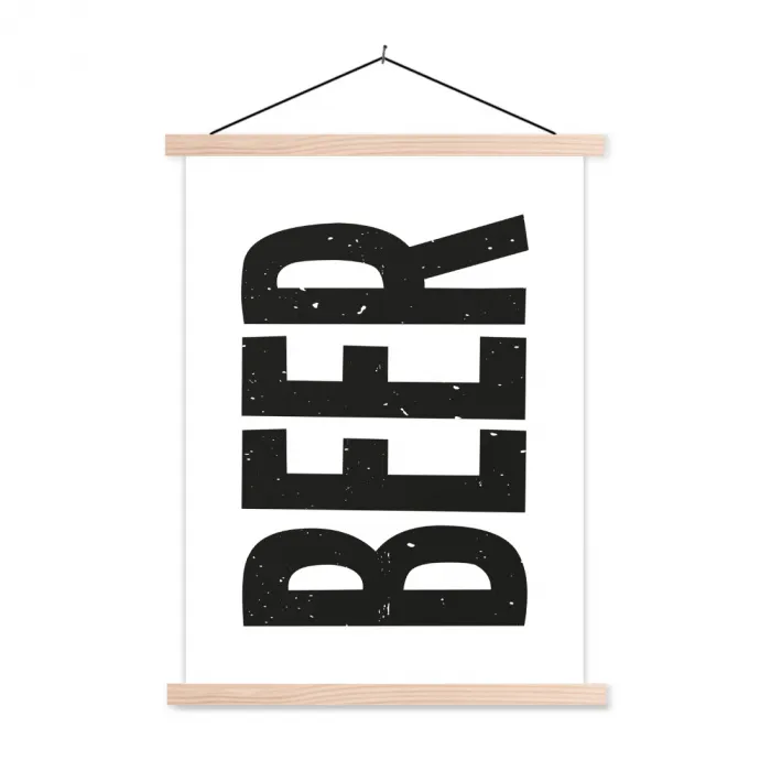 Bier - Japandi - Decoratie - Zwart textielposter latten blank klein -3d
