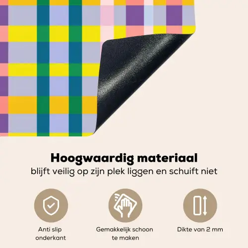 Ruit - Patroon - Kleurrijk Inductie beschemer met haakjes klein 777 -ky-onderkant-nl