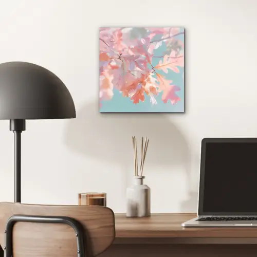 Eikenbladeren - Takken - Roze aluminium wit klein -sfeer5