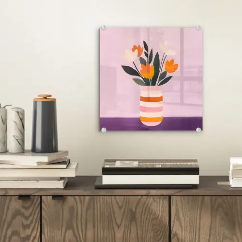 Tulpen - Vaas - Strepen - Paars plexiglas 5mm klein -sfeer1
