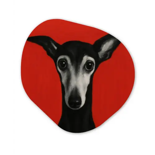 Windhond - Minimalistisch - Rood Wandcirkel Organisch Forex 3mm klein -3d