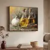 Stilleven - Olijfolie - Knoflook - Kruiden Textielframe zwart klein -sfeer3