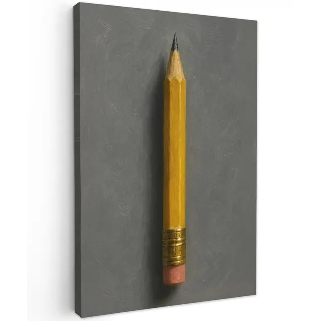 Potlood - Schilderij - Geel Tuinposter op houten frame 2 cm dik klein -3d