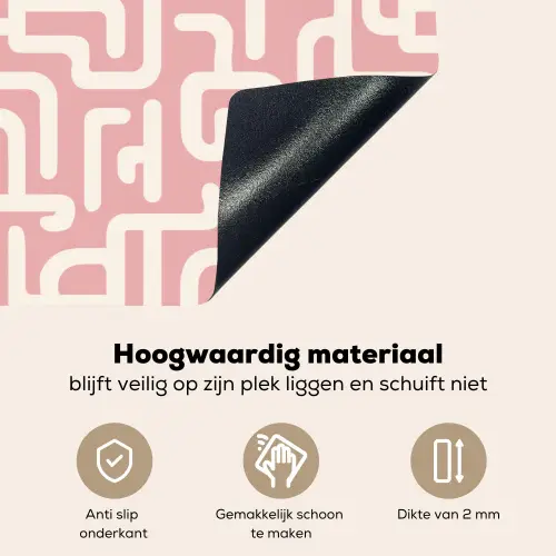 Doolhofpatroon - Roze - Wit - Abstract Inductie beschemer met haakjes klein 777 -ky-onderkant-nl
