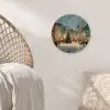Kerstsfeer - Stadsplein - Kleurrijk Wandcirkel kunststof plaat 5mm dik klein -sfeer5