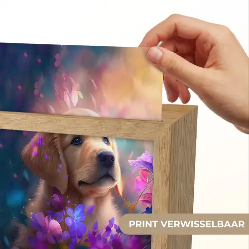 Hond - Puppy - Zon - Bloemen - Golden retriever Light Box met kabel (Kinderlampje) klein -USP_websiteprintNL