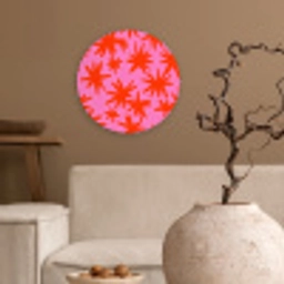 Modern - Sterren - Roze Wandcirkel kunststof plaat 5mm dik klein 188 -sfeer1