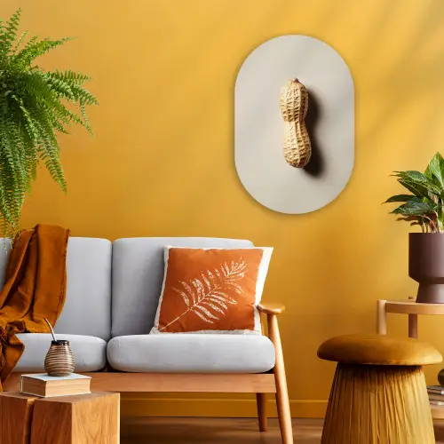 Pinda - Ruw - Beige Wandcirkel Ovaal Forex klein -sfeer4