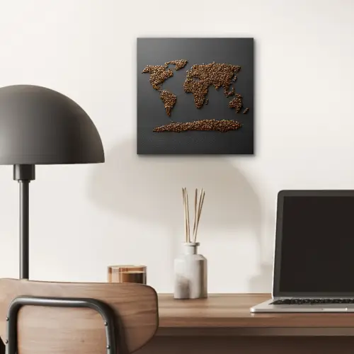 Wereldkaart - Koffie - Grijs aluminium wit klein -sfeer5