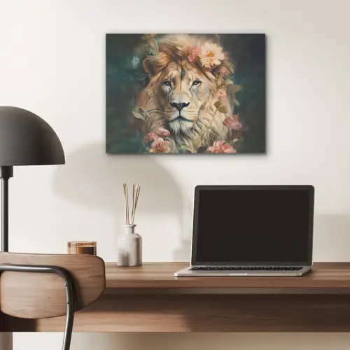 Leeuw - Leeuwenkop - Wilde dieren - Bloemen PET vilt klein -sfeer5