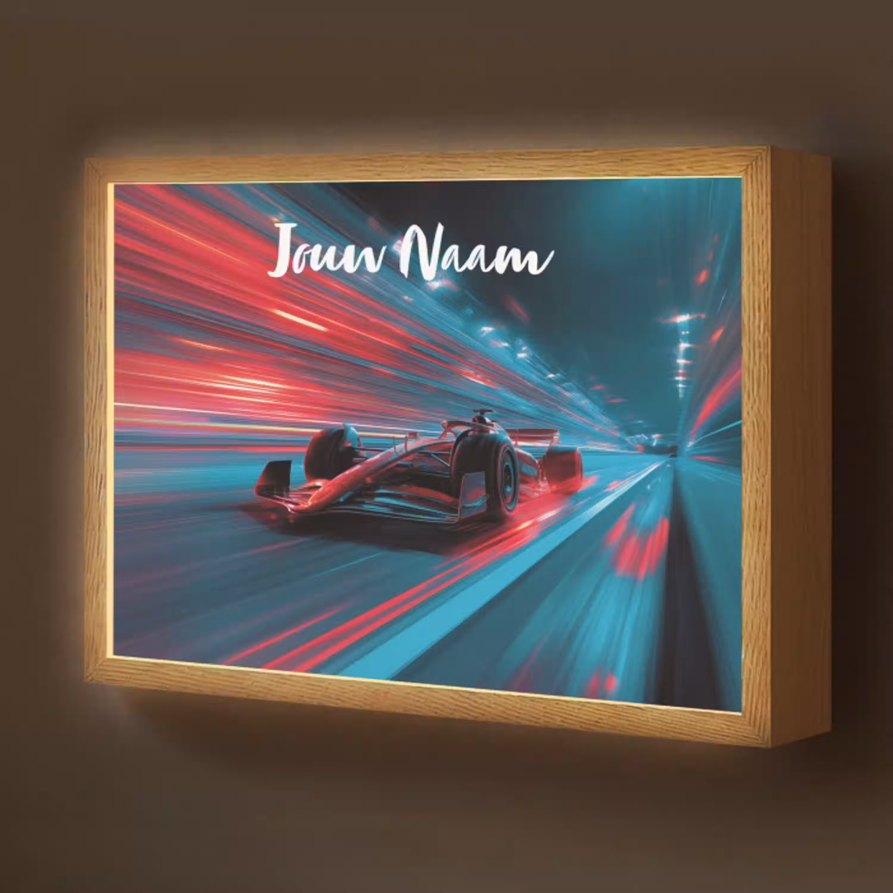 Formule 1 - Raceauto - Rood - Neonverlichting Light Box met batterij (Wandlamp kind) middel -z3d_website