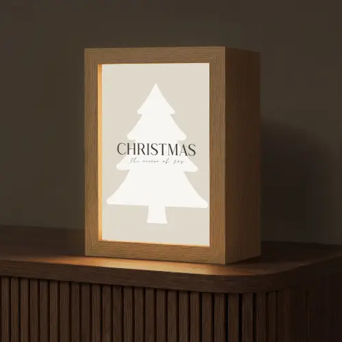 Kerstboom - Japandi - Christmas - Beige Light Box met kabel (Tafellamp) klein -z3d_website