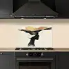 Vrouw - Golven - Zwart keuken achterwand spatscherm klein -sfeer1