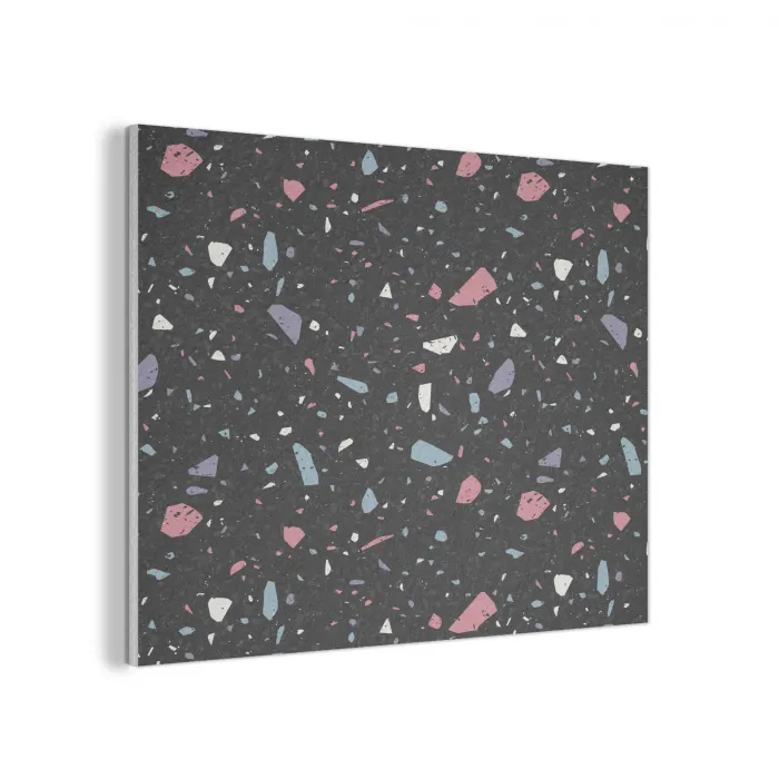 Terrazzo - Patroon - Zwart - Zacht PET vilt klein 837 -3d