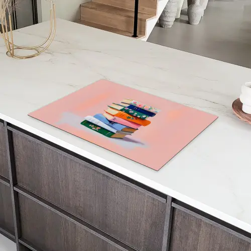 Boeken - Stapel - Kleurrijk Inductie beschermer vinyl 3mm klein -sfeer8