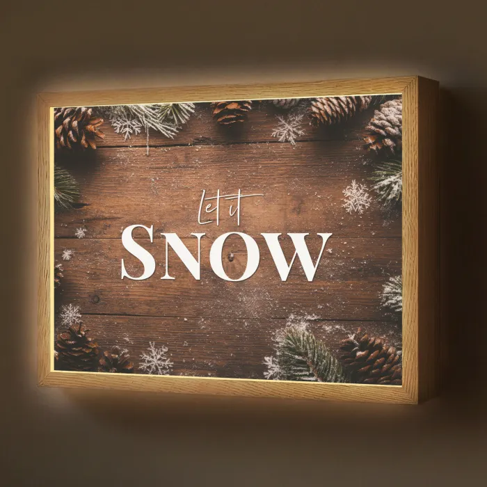 Sneeuw - Houtlook - Quote - Let it snow Light Box met batterij (Wandlamp) middel -z3d_website