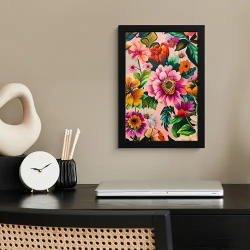 Bloemen - Kleurrijk - Roze fotolijst zwart zonder passe partout klein -sfeer1