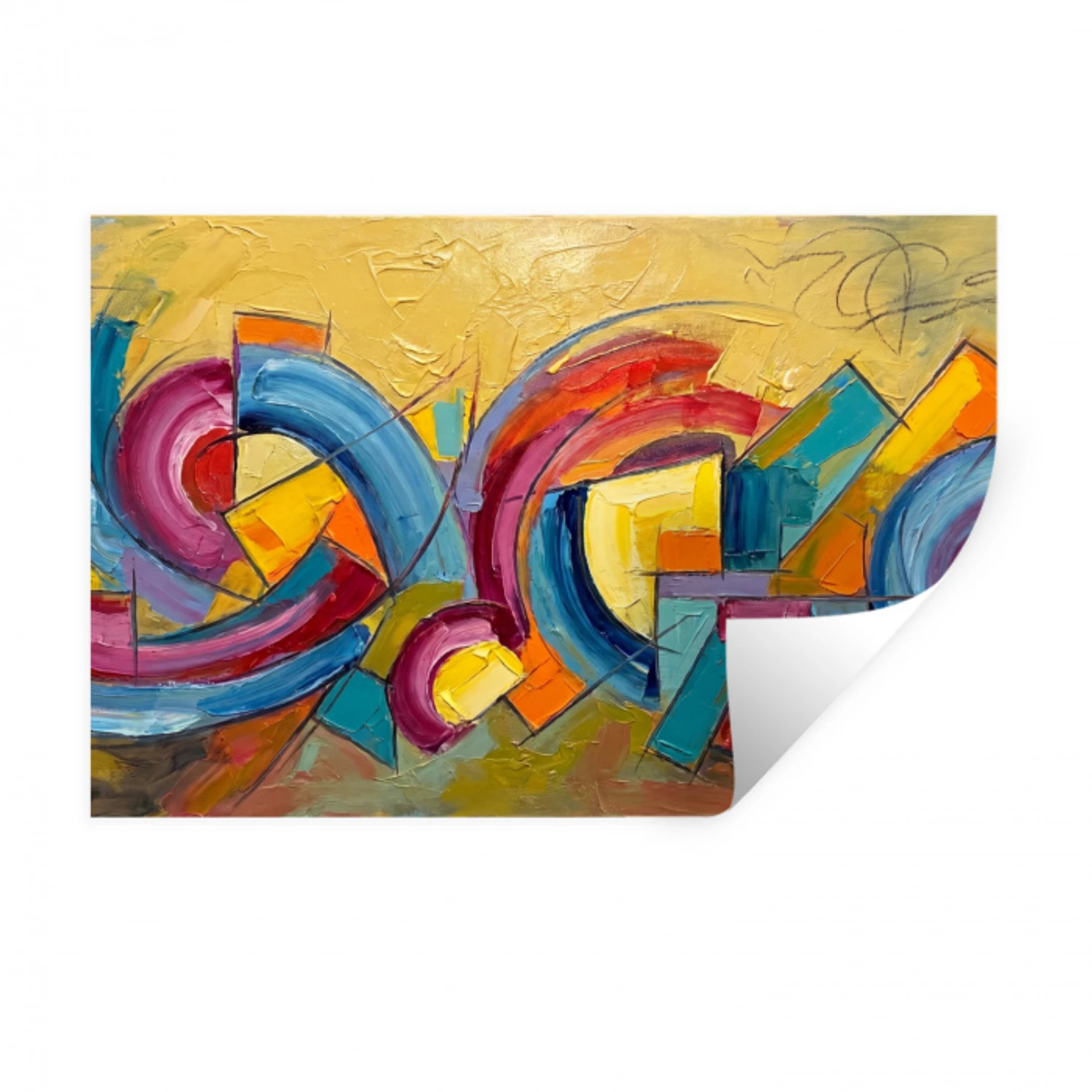 Abstract - Cirkels - Schilderij - Kleurrijk - Dynamisch Muursticker klein -3d