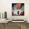 Jongen - Ballonnen - Gebouwen - Kunst aluminium wit klein -sfeer1