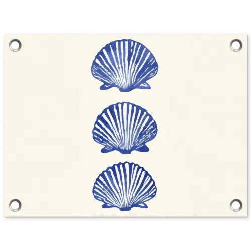 Schelpen - Blauw - Patroon tuinposter los doek klein -3d