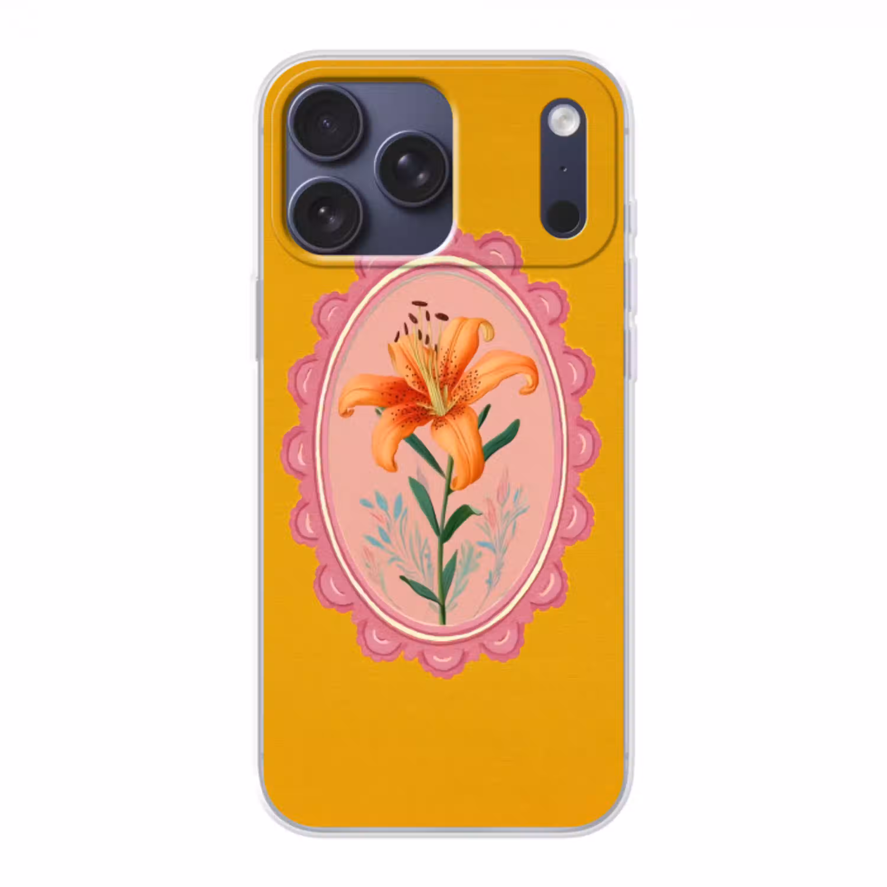 Lelie - Oranje - Lijst - Ovaal Telefoonhoesje iPhone 17 Pro Max klein -3d