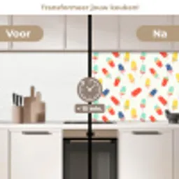 IJsjes - Speels - Kleurrijk keuken achterwand 2 middel 871 -voor-na2_NL