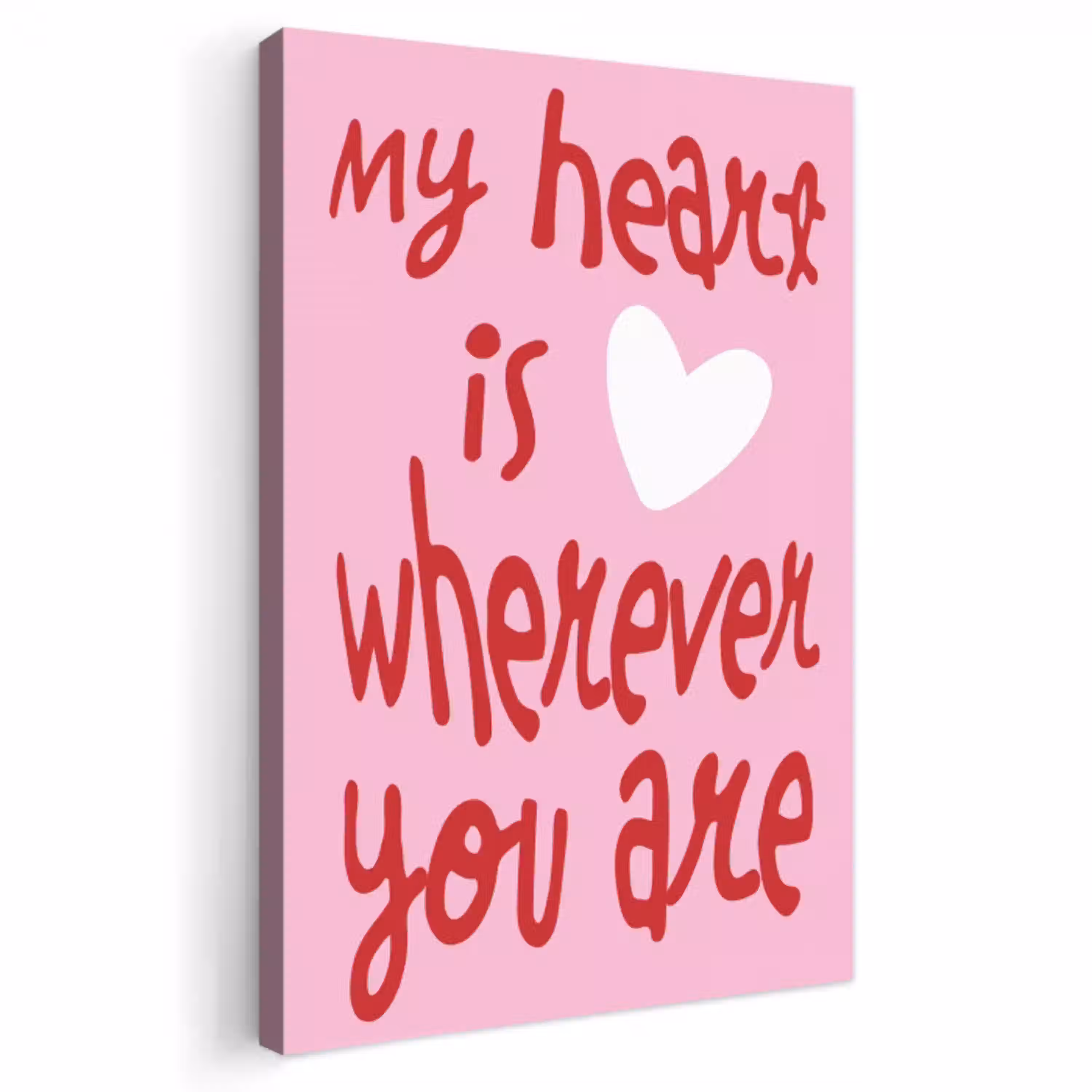 Valentijn - Hart - Liefde - Roze canvas 2cm klein -3d