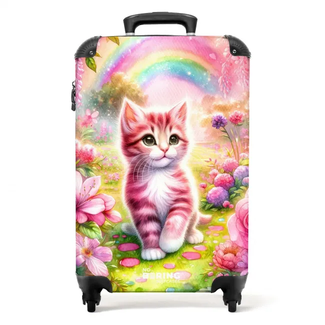 Roze regenboogkatje NBS - Handbagage koffer - Unisex middel -productfoto_recht