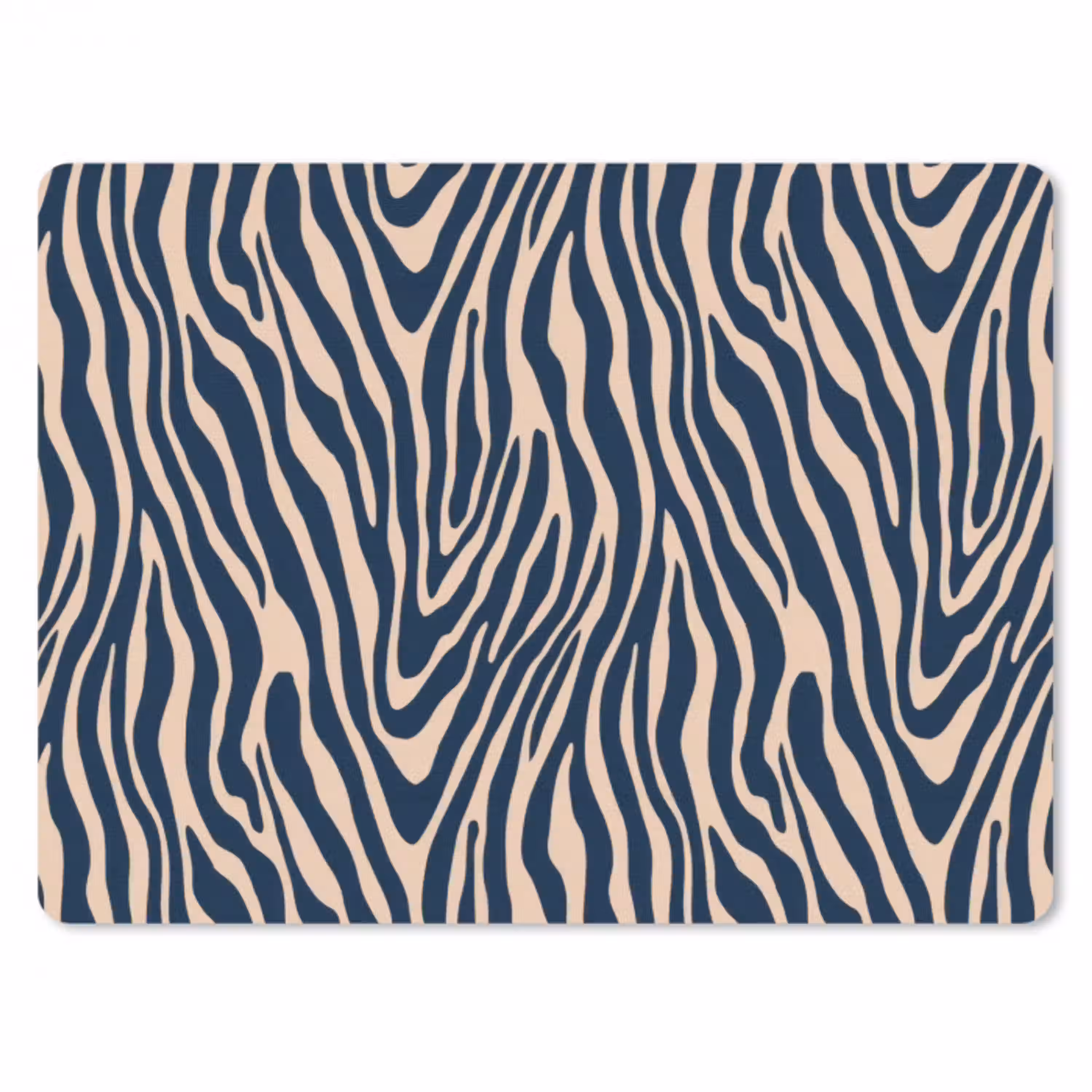 Zebra - Patroon - Blauw - Beige muismat rubber klein 262 -3d