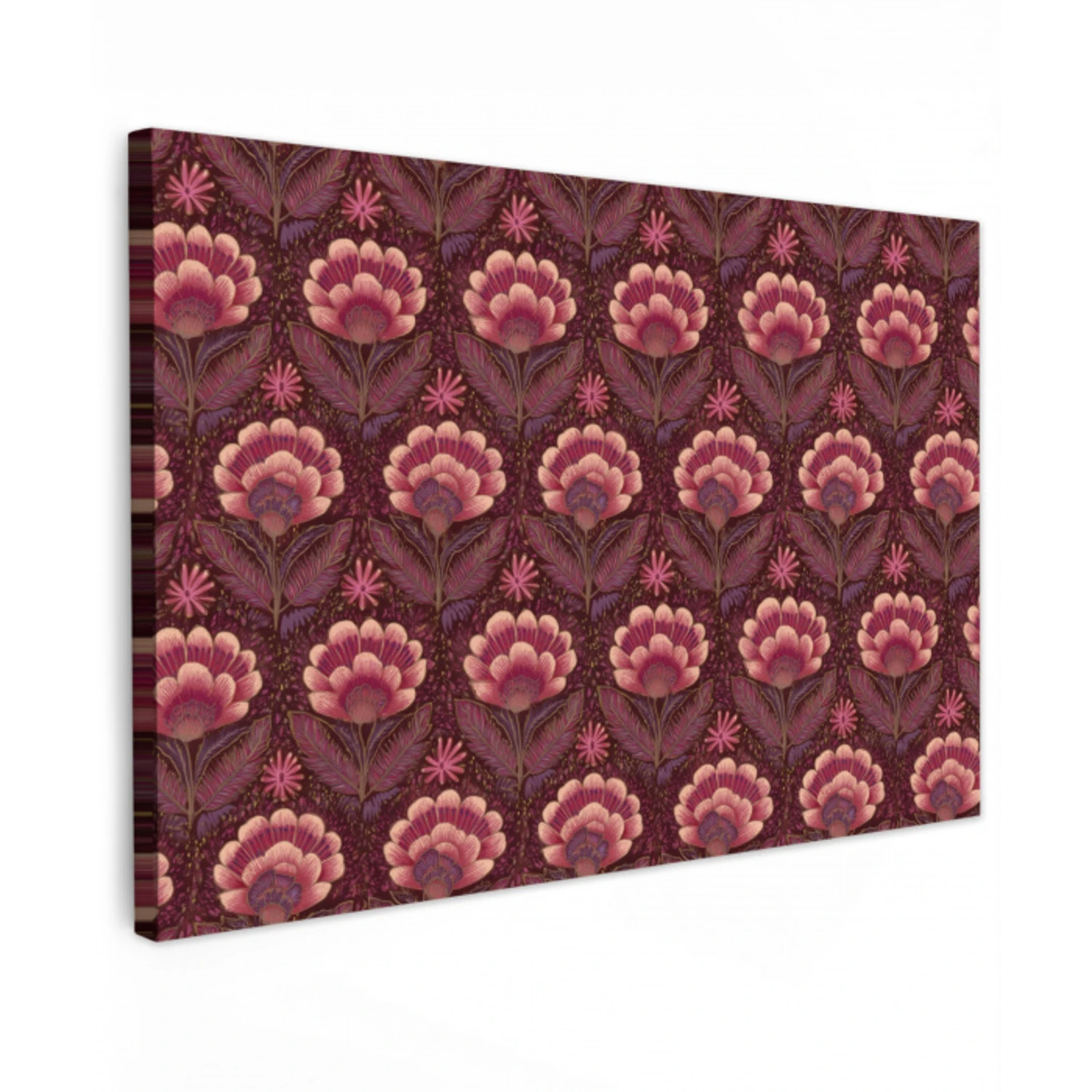 Bloemen - Waaier - Paars canvas 2cm klein 34 -z3d