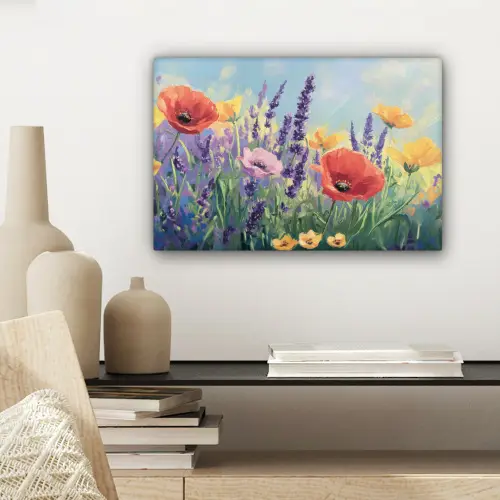 Weide - Bloemen - Kleurrijk canvas 2cm klein -sfeer6