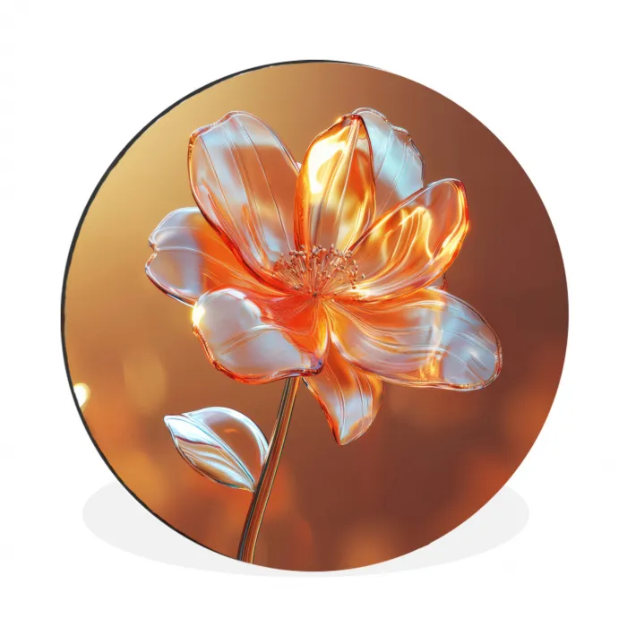 Glazen - Bloem - Zonlicht Wandcirkel aluminium klein -3d