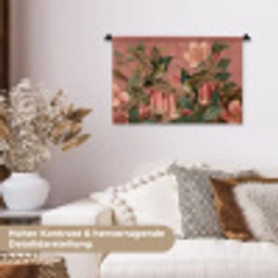 Kolibries - Bloemen - Groen - Roze Wandkleed katoen klein -tsfeer1_DE