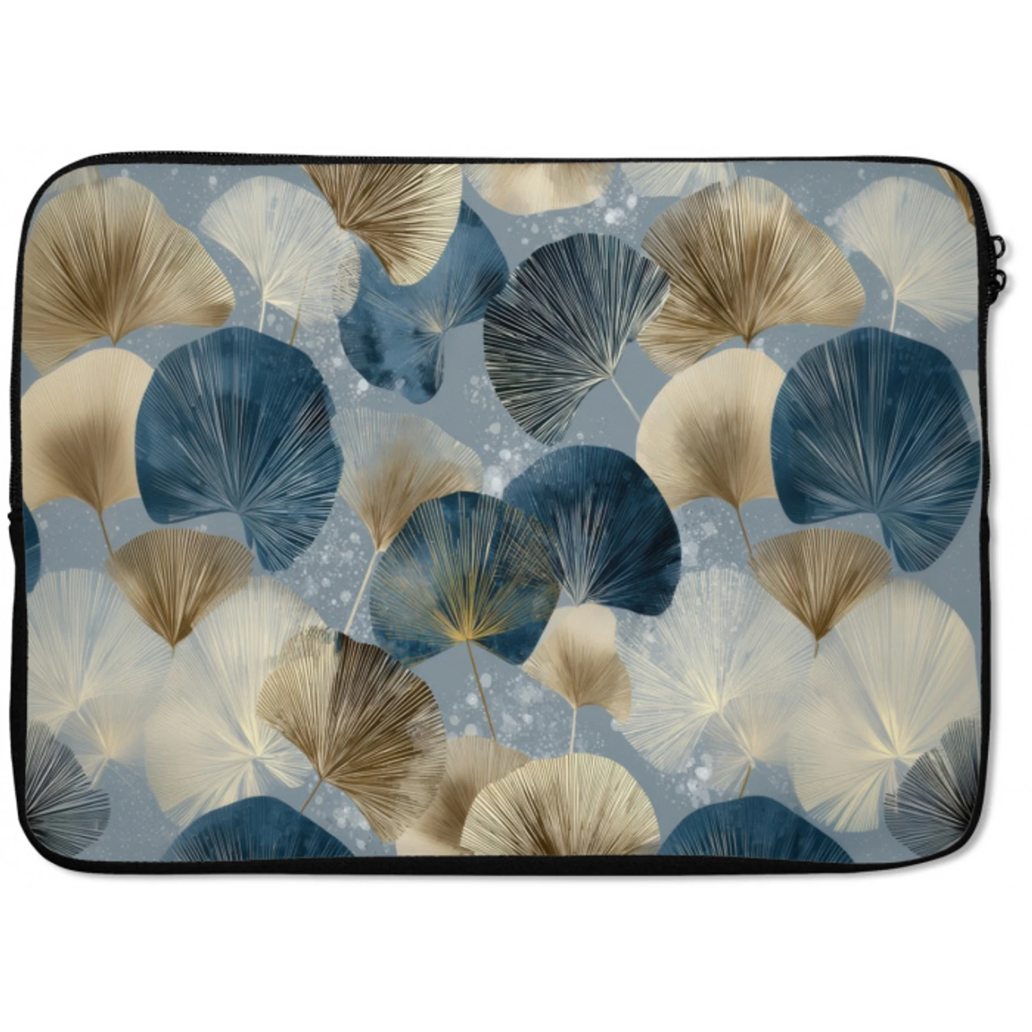 Bladeren - Abstract - Goud - Blauw laptophoes neopreen klein -zkaufland3dotto