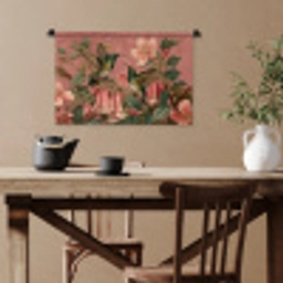 Kolibries - Bloemen - Groen - Roze Wandkleed katoen klein -sfeer6