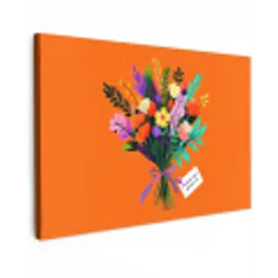 Kaartje - Boeket - Bloemen Tuinposter op houten frame 2 cm dik klein -3d