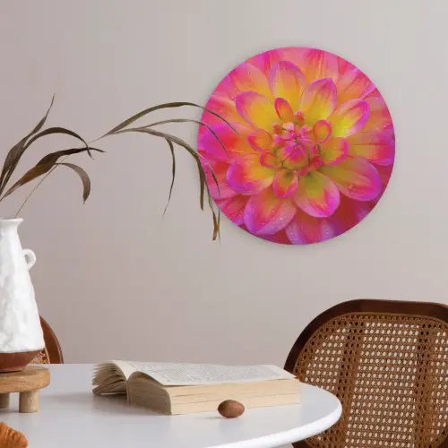 Roze - Dahlia - Kleurrijk Akoestische PET Vilt - Rond klein -sfeer3