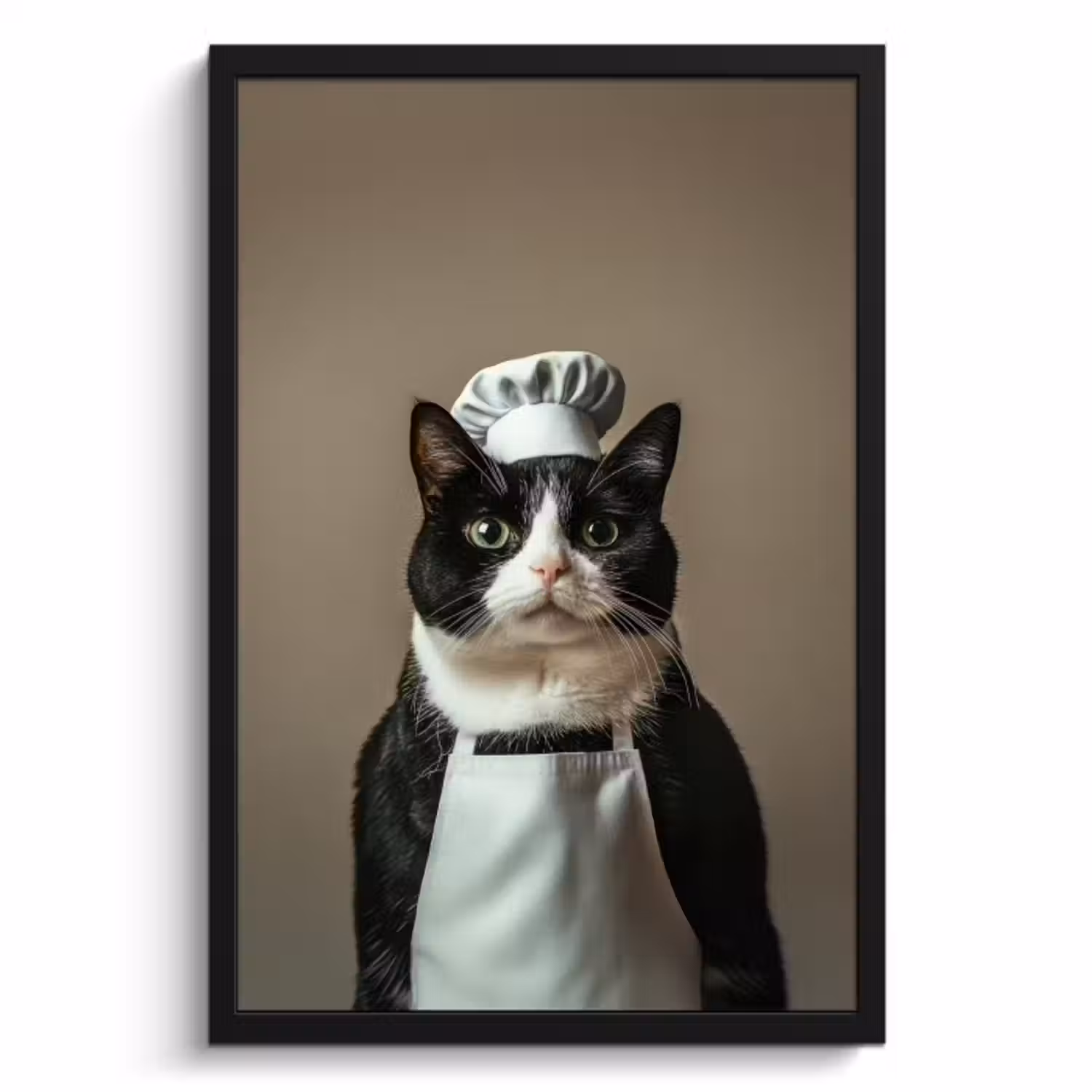 Bilder mit Rahmen - Katze - Kochkleidung - Schwarz - Weiß