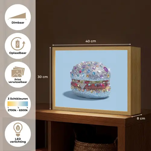 Glitters - Hamburger - Blauw Light Box met batterij (Wandlamp) middel -USP_websiteoverzichtNL