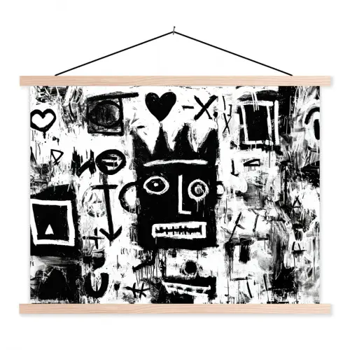 Vormen - Gezocht - Zwart - Abstract textielposter latten blank klein -3d