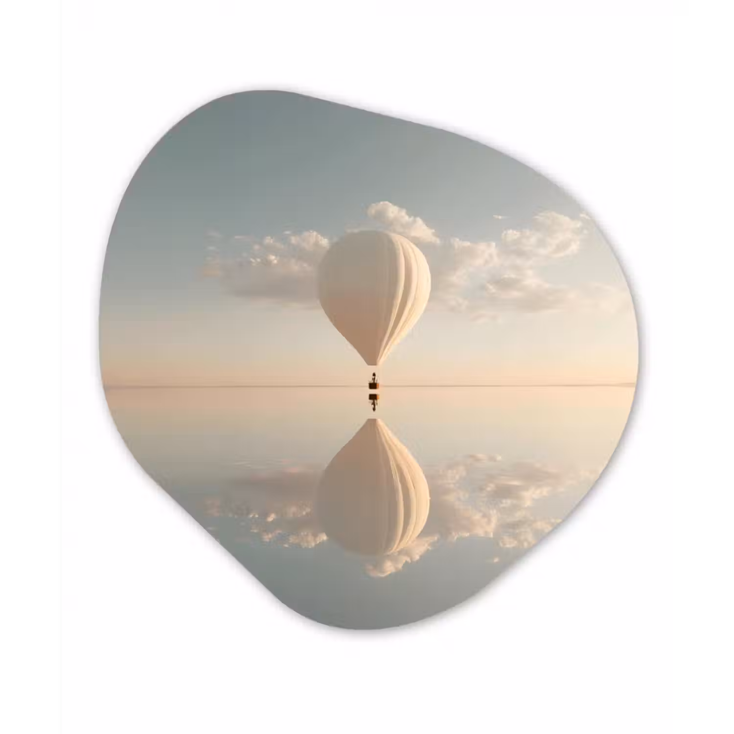 Glasbild Organische Form - Heißluftballon - Wolken - Wasser - Blau