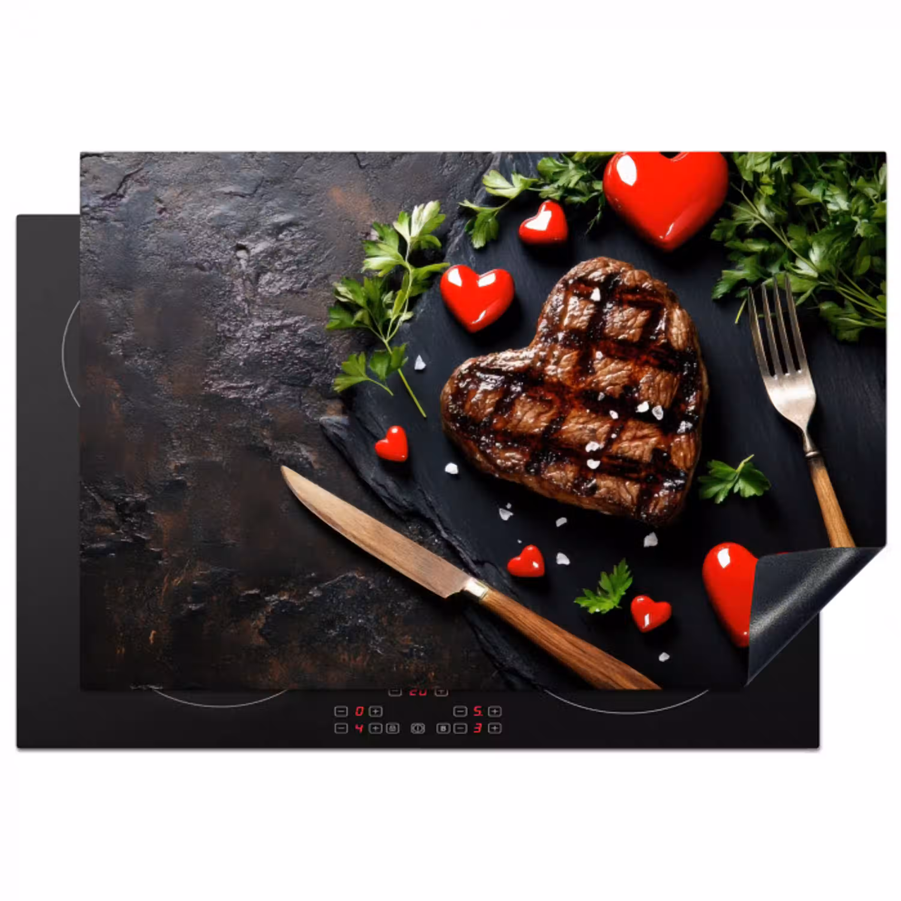 Steak - Hart - Bestek Inductie beschermer vinyl 3mm klein -3d