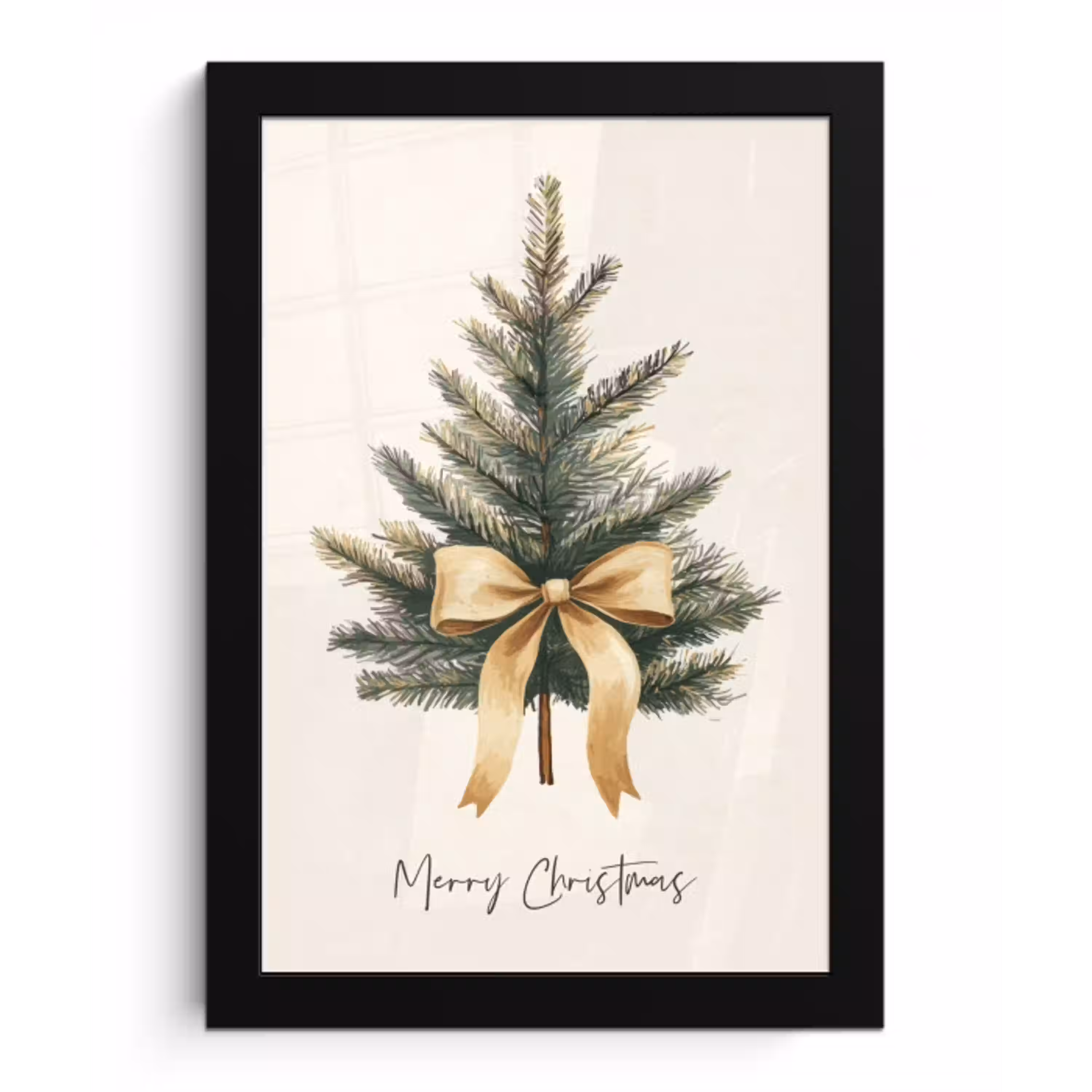 Kerstboom - Kerst - Merry Christmas - Beige fotolijst zwart zonder passe partout klein -3d