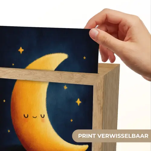 Maan - Geel - Sterren - Gezichtje Light Box met kabel (Kinderlampje) klein -USP_websiteprintNL