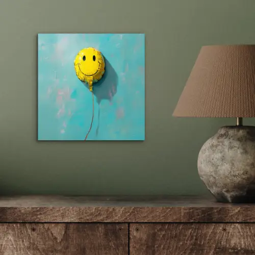 Ballon - Geel - Smiley aluminium wit klein -sfeer2