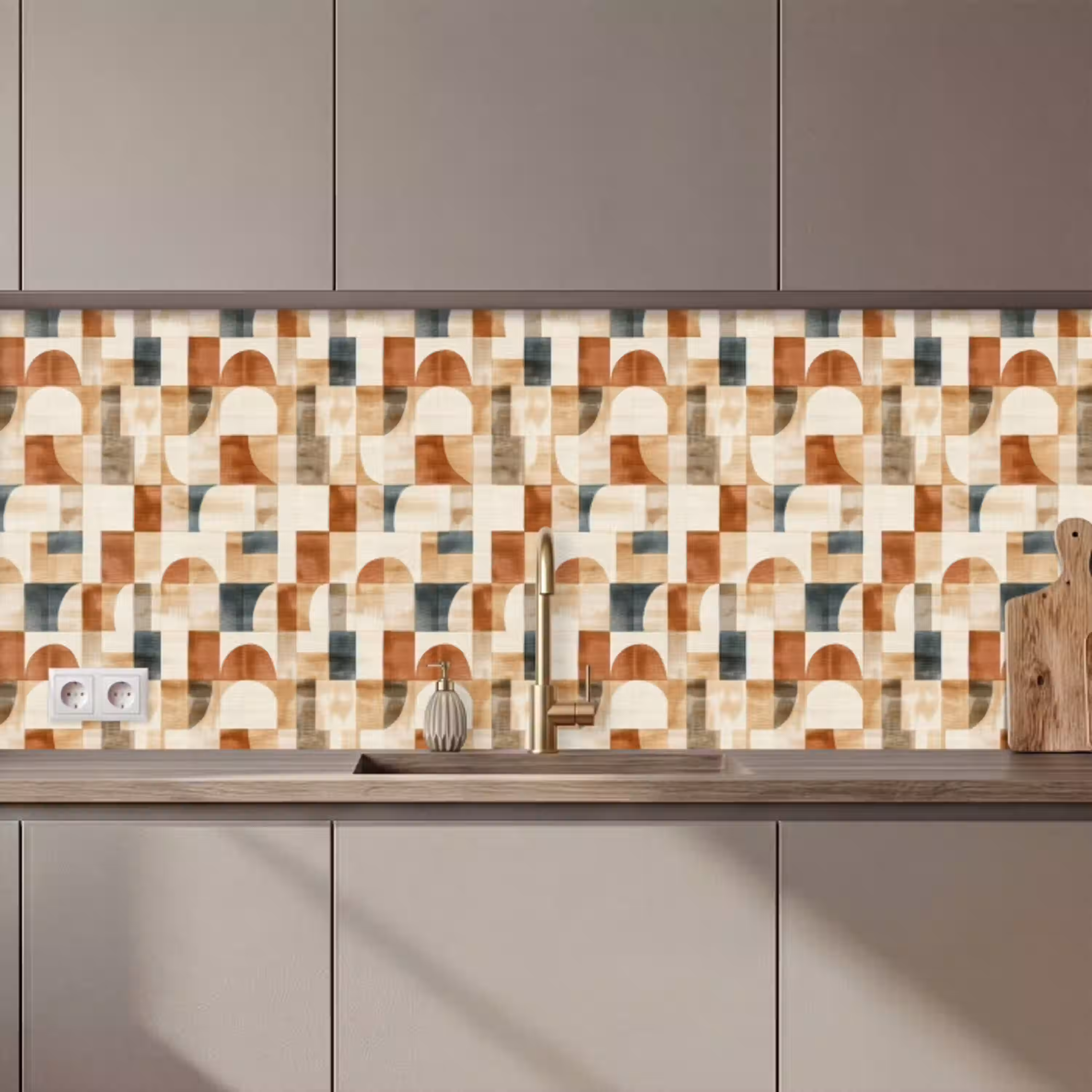 Terracotta - Geometrisch - Aquarel - Textuur keuken achterwand 2 middel 871 zz_3dshopping