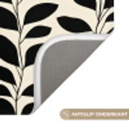 Botanisch - Dessin - Zwart - Beige WCmat klein 1009 -USP_AntislipNL