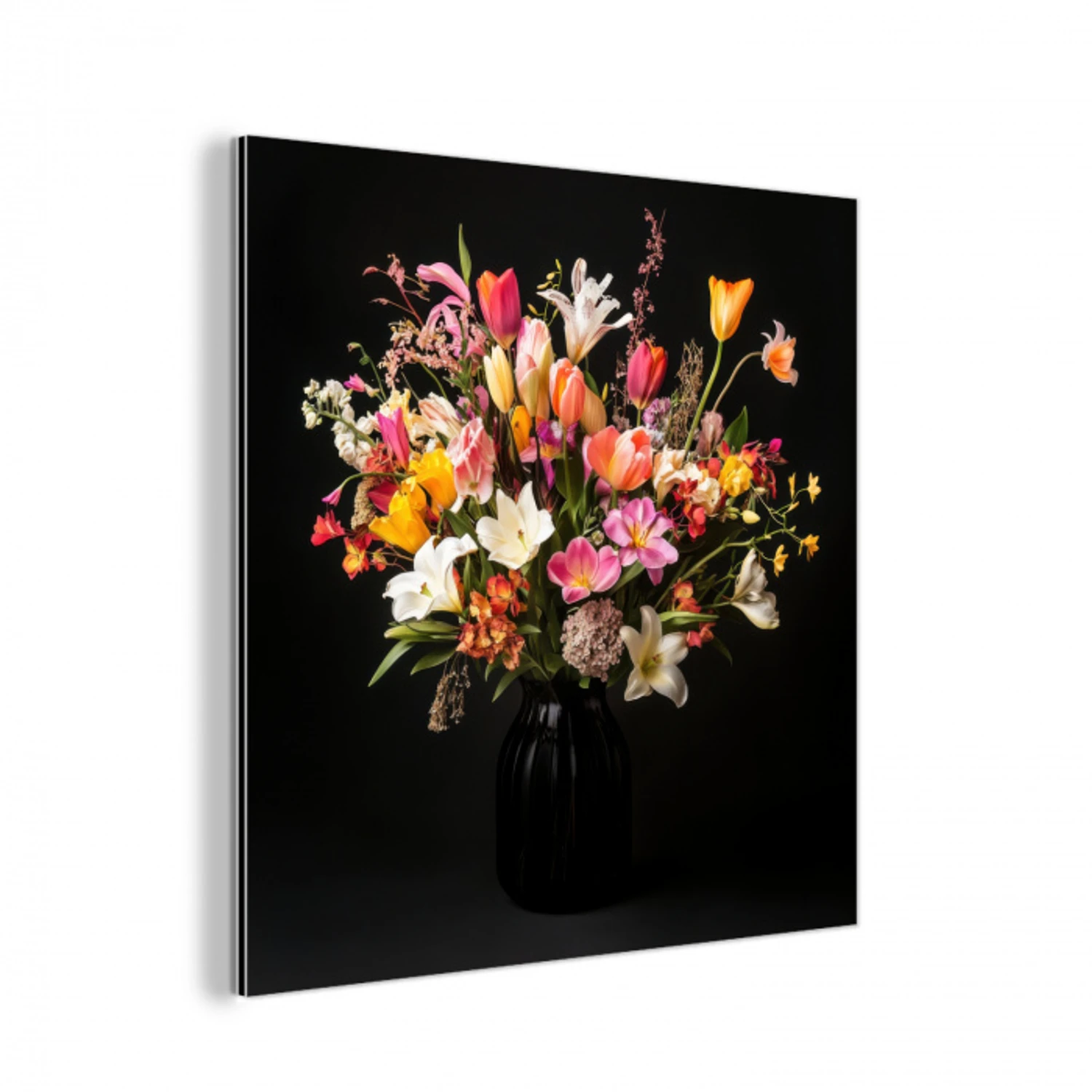 Vaas - Bloemen - Tulpen aluminium wit klein -3d